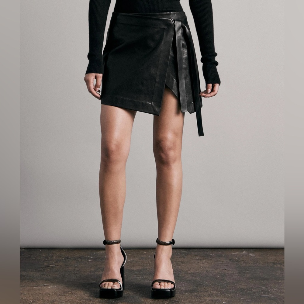 NWOT Rag & Bone James leather wrap skirt